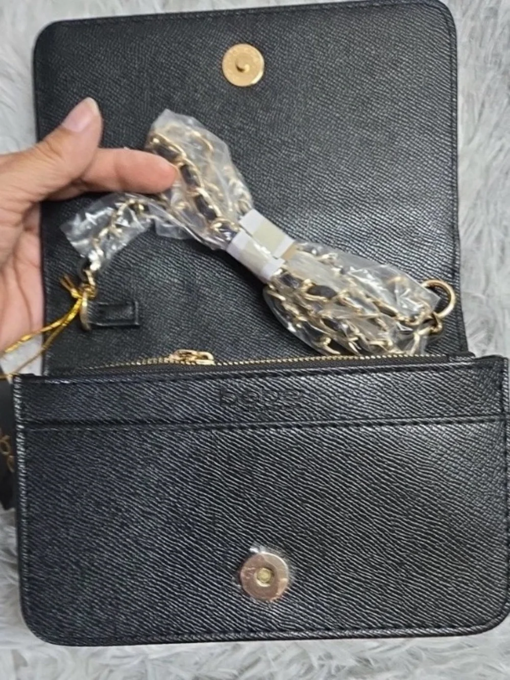 bebe Black and Cream Paisley Flap Crossbody - Picture 5 of 5